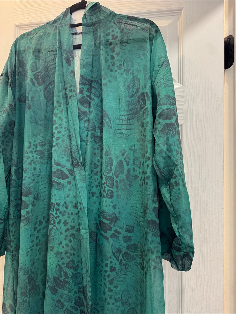 Gaia Hooded Cover Up - Jade Snake - Emerald Green Sheer Hooded Swim Cover-Up - Picture 6 of 6